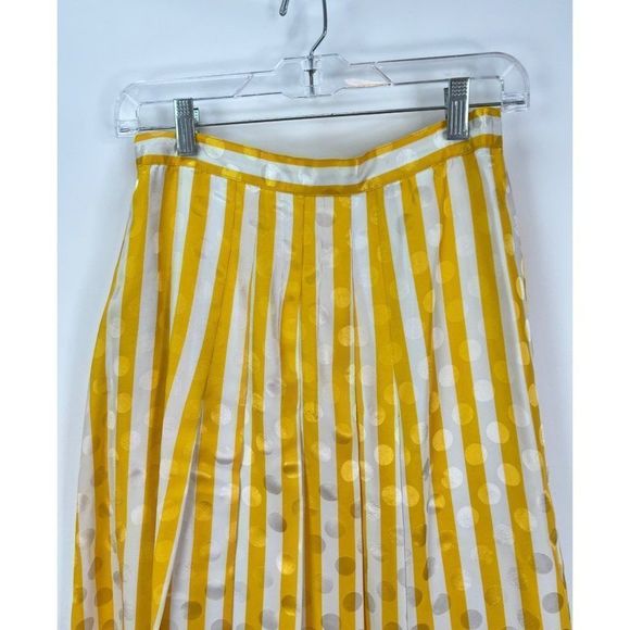 VTG Lutz Teutloff West Germany White Yellow Polka Dot Striped Blouse Skirt 36/8 - Picture 9 of 11